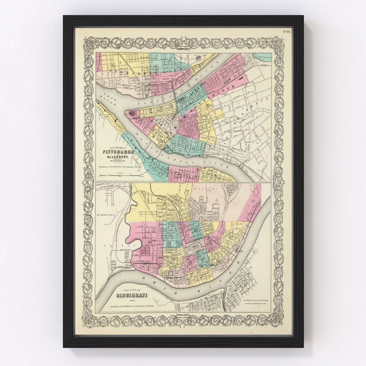 Cincinnati Vintage Map 1856