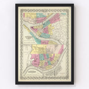 Cincinnati Vintage Map 1856