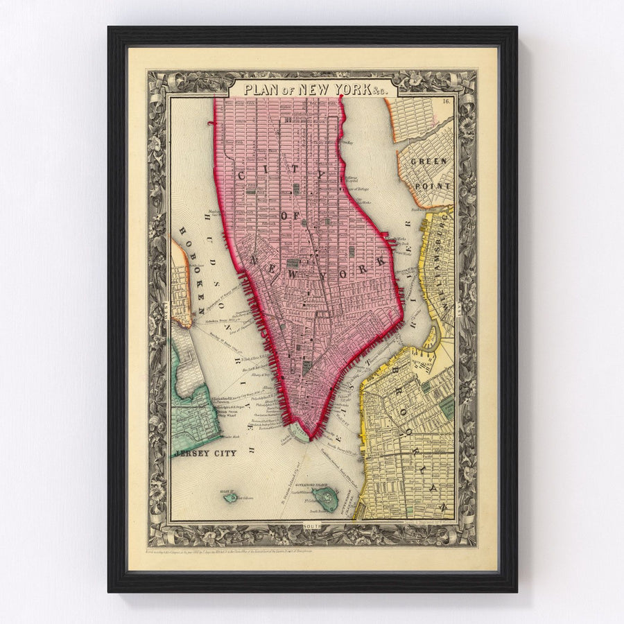 New York City Vintage Map 1860