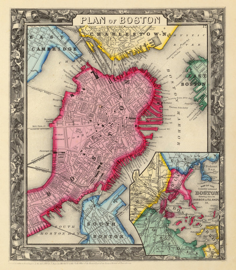 Size comparison using Vintage Map of Boston, Massachusetts 1860