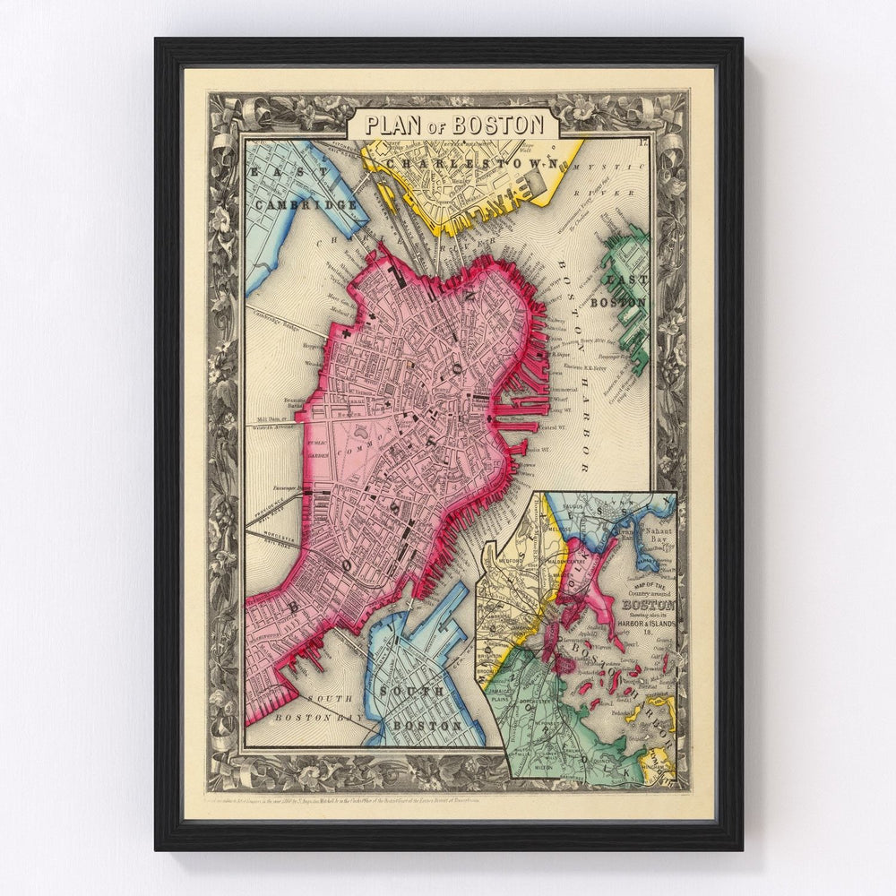 Boston Vintage Map 1860