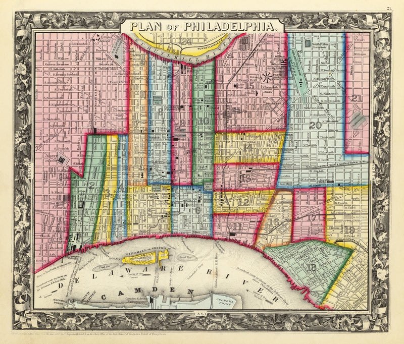 Size comparison using Vintage Map of Philadelphia, Pennsylvania 1860