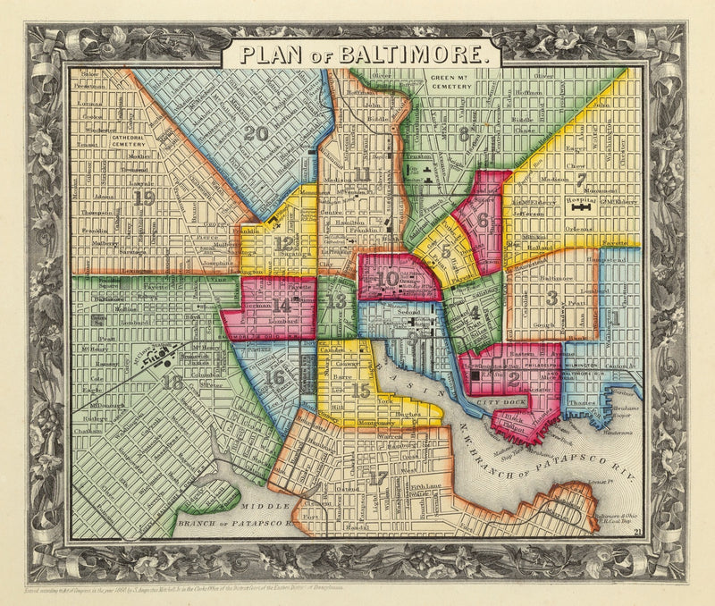 Size comparison using Vintage Map of Baltimore, Maryland 1860