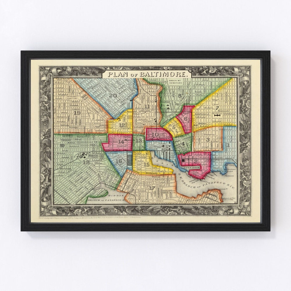 Baltimore Vintage Map 1860