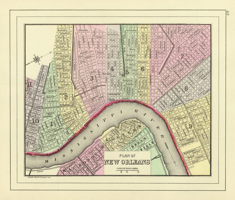 Size comparison using Vintage Map of New Orleans, Louisiana 1890