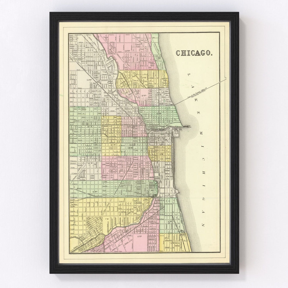 Chicago Vintage Map 1890