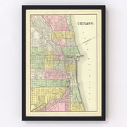 Chicago Vintage Map 1890