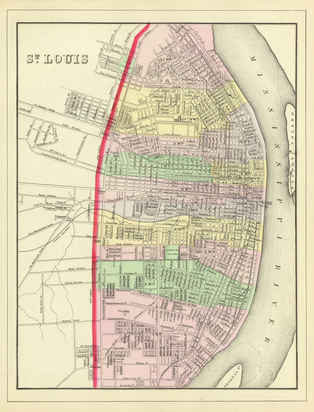 Preview of Vintage Map of Saint Louis, Missouri 1890