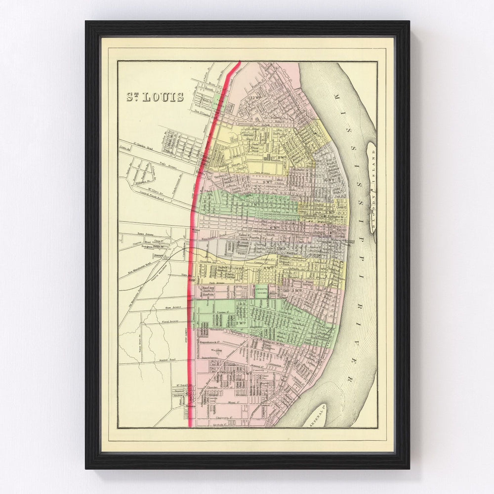 Saint Louis Vintage Map 1890