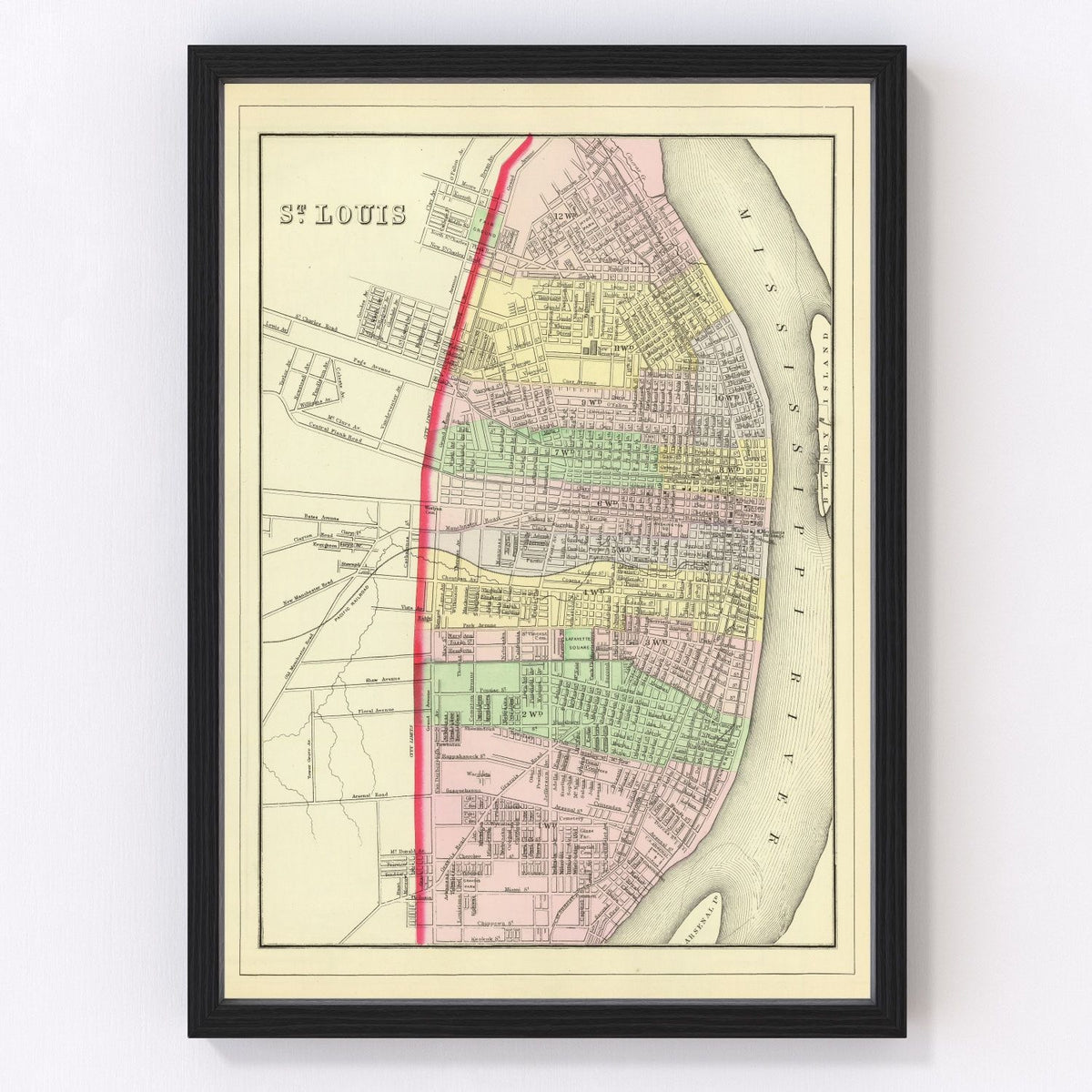 Saint Louis Vintage Map 1890