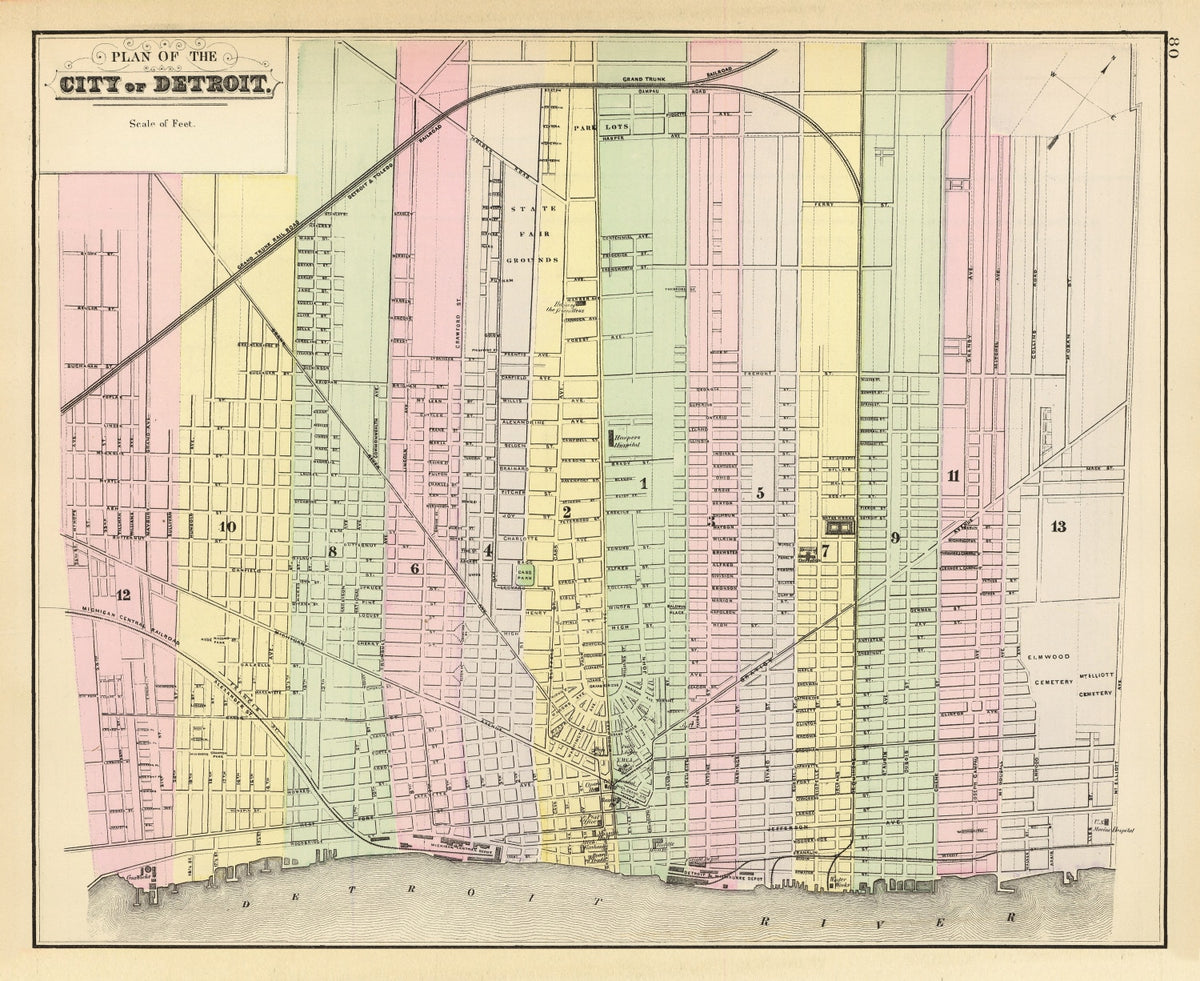 Preview of Vintage Map of Detroit, Michigan 1890