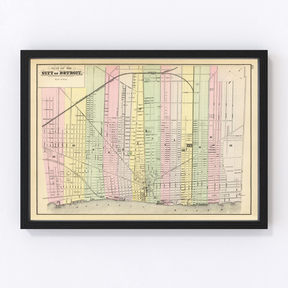 Detroit Vintage Map 1890