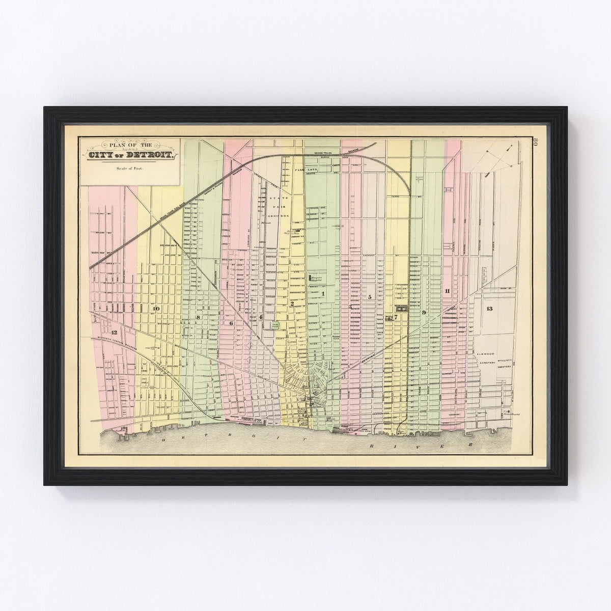 Detroit Vintage Map 1890