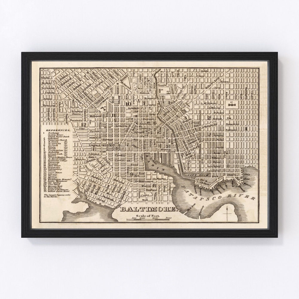 Baltimore Vintage Map 1844