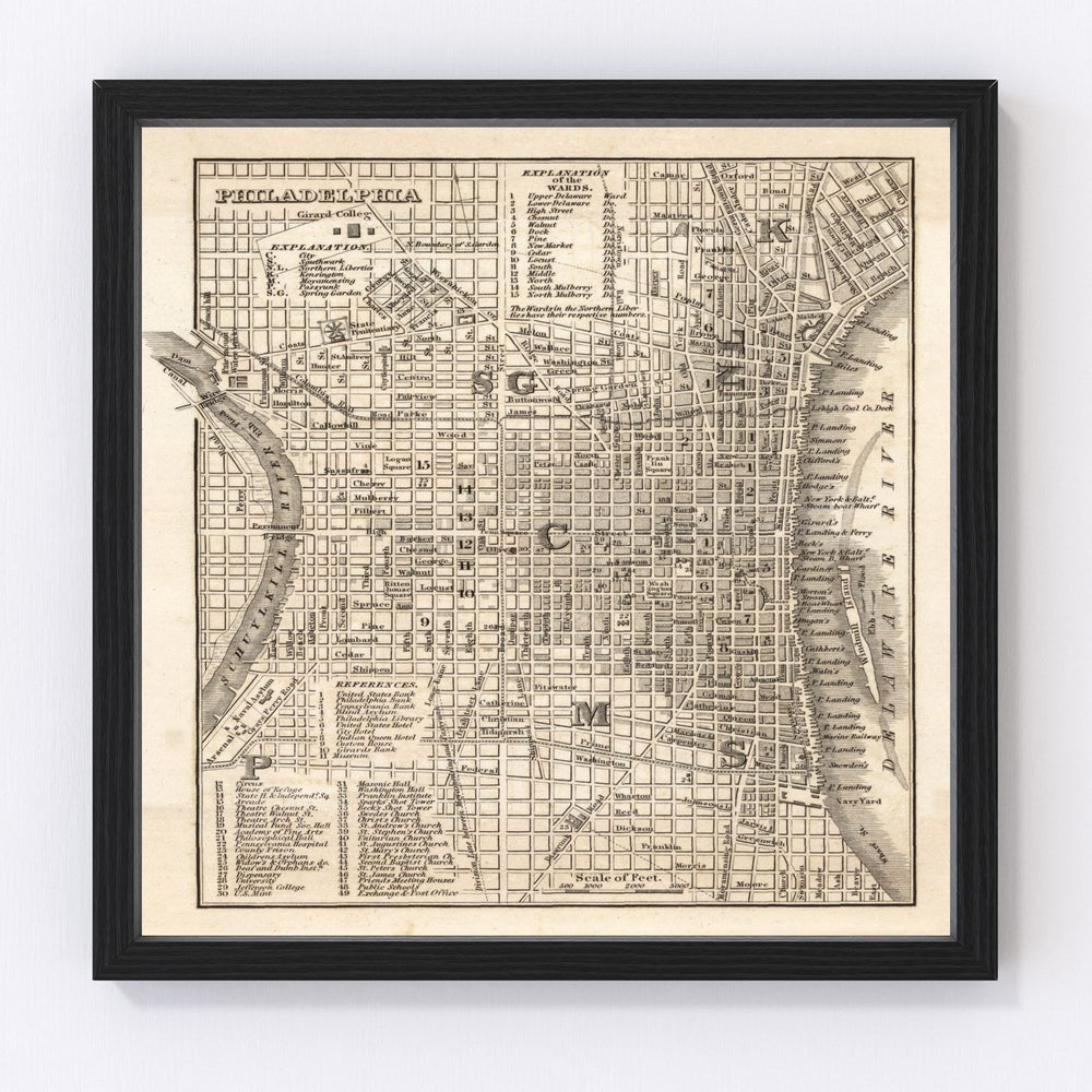 Philadelphia Vintage Map 1844
