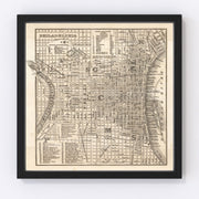 Philadelphia Vintage Map 1844