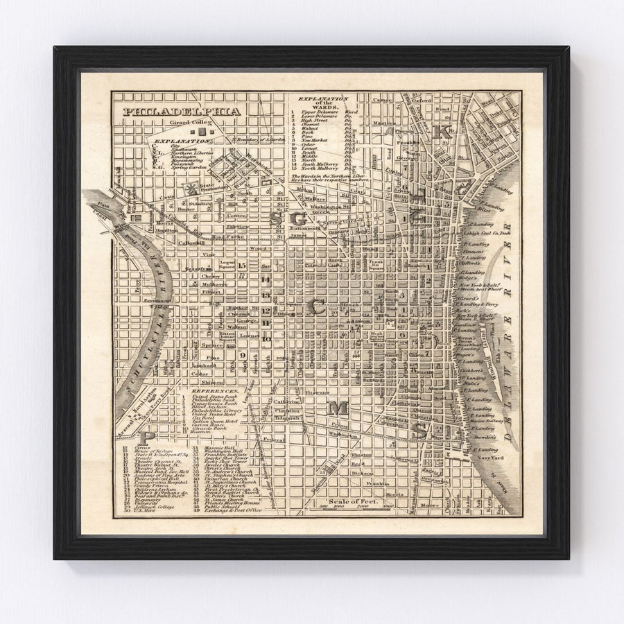 Philadelphia Vintage Map 1844