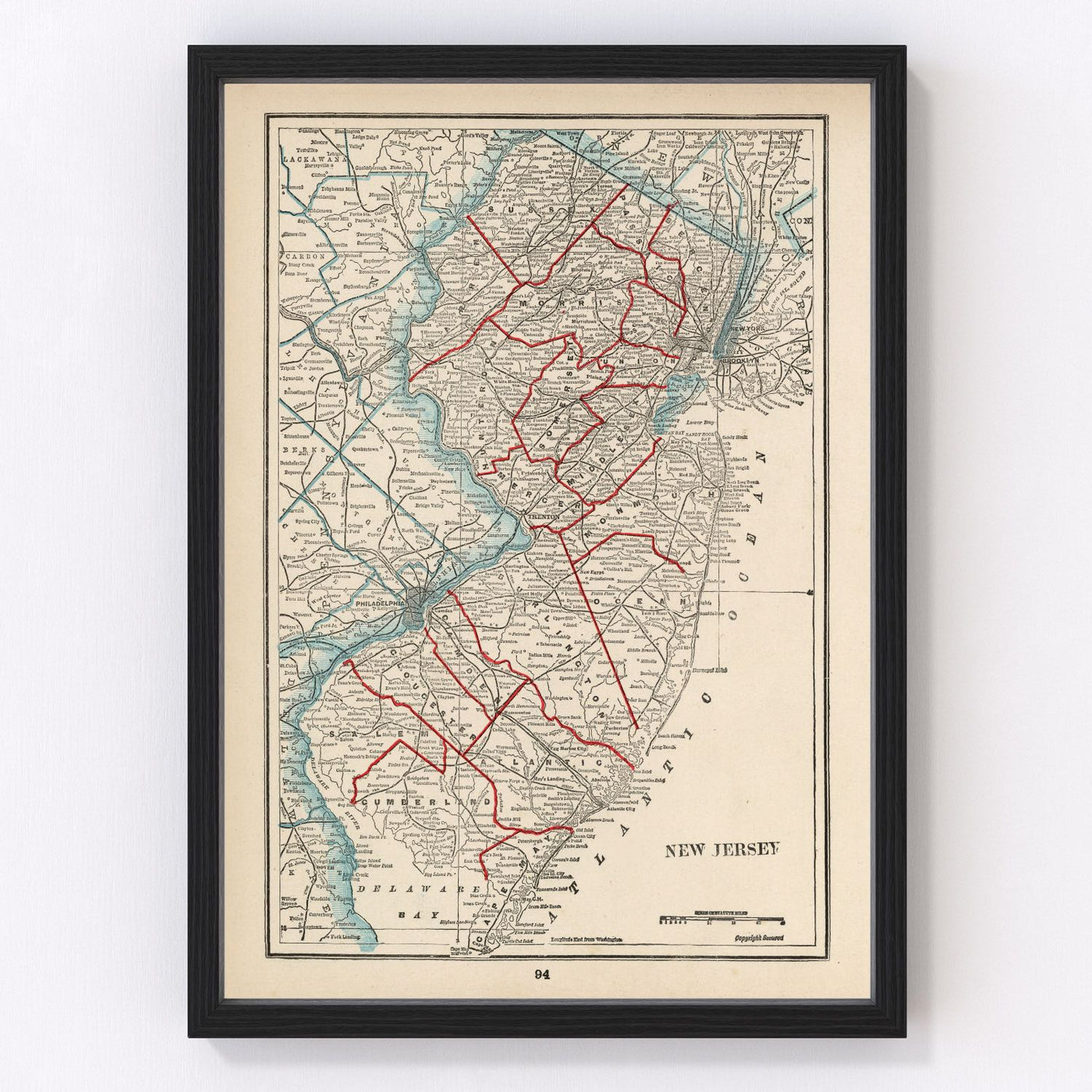 New Jersey Vintage Map 1893