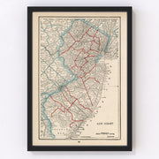 New Jersey Vintage Map 1893