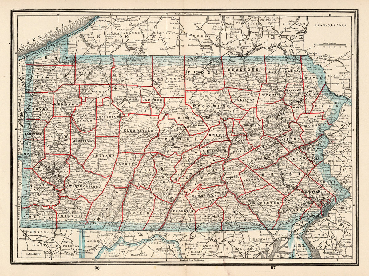 Preview of Vintage Map of Pennsylvania 1893