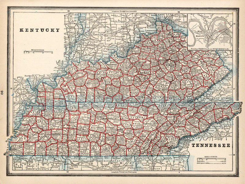 Size comparison using Vintage Map of Kentucky 1893
