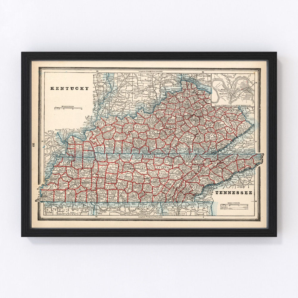 Kentucky Vintage Map 1893