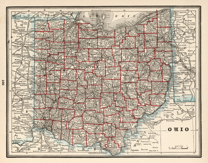 Size comparison using Vintage Map of Ohio 1893
