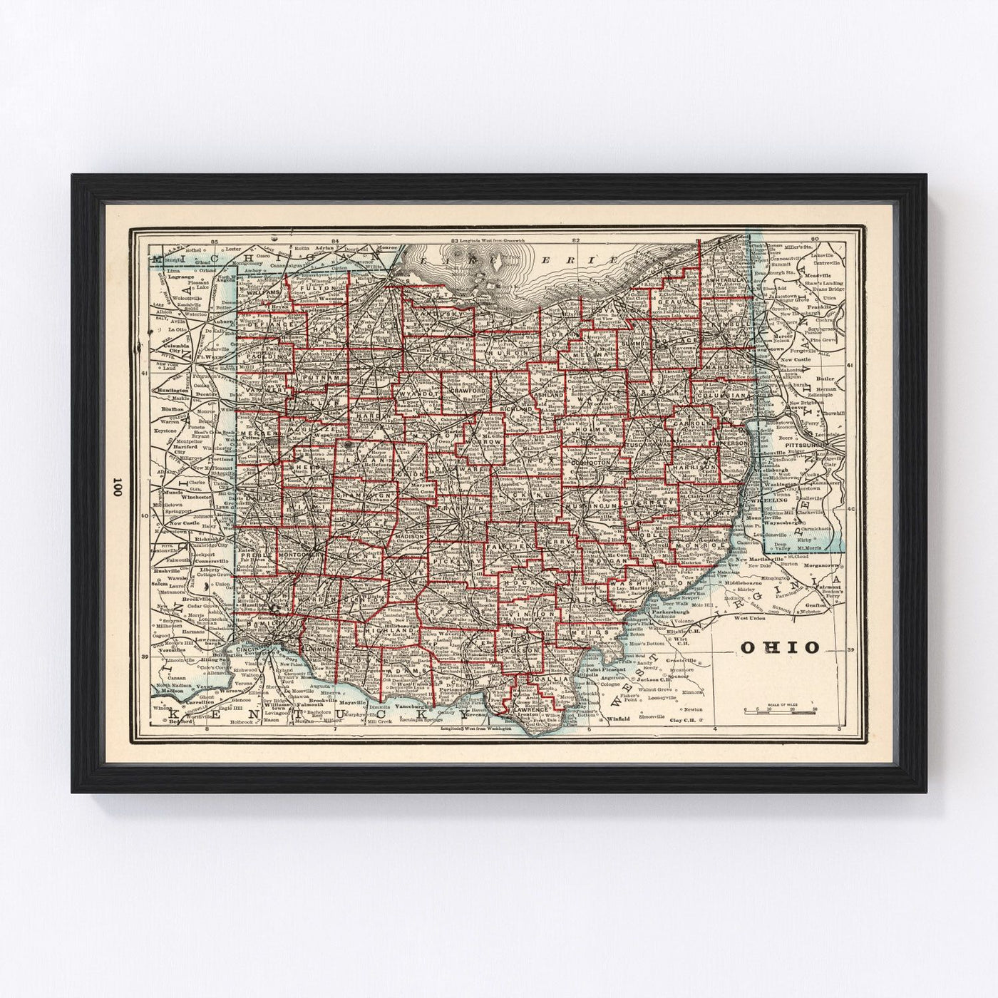Ohio Vintage Map 1893