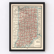 Indiana Vintage Map 1893