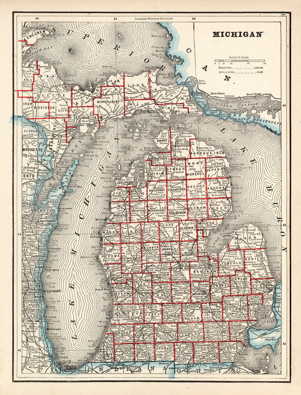 Preview of Vintage Map of Michigan 1893