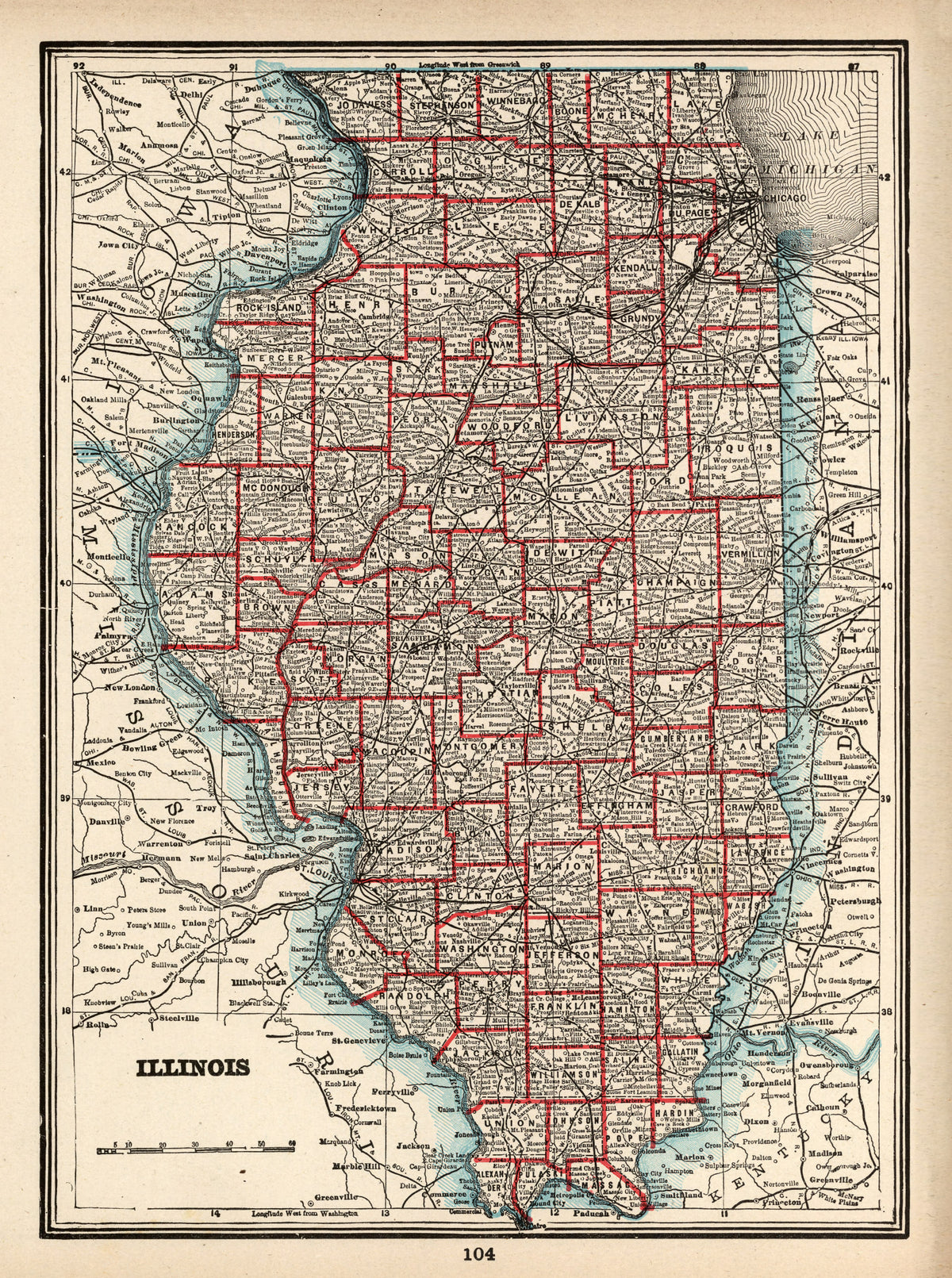 Preview of Vintage Map of Illinois 1893