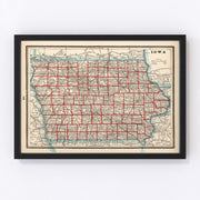 Iowa Vintage Map 1893