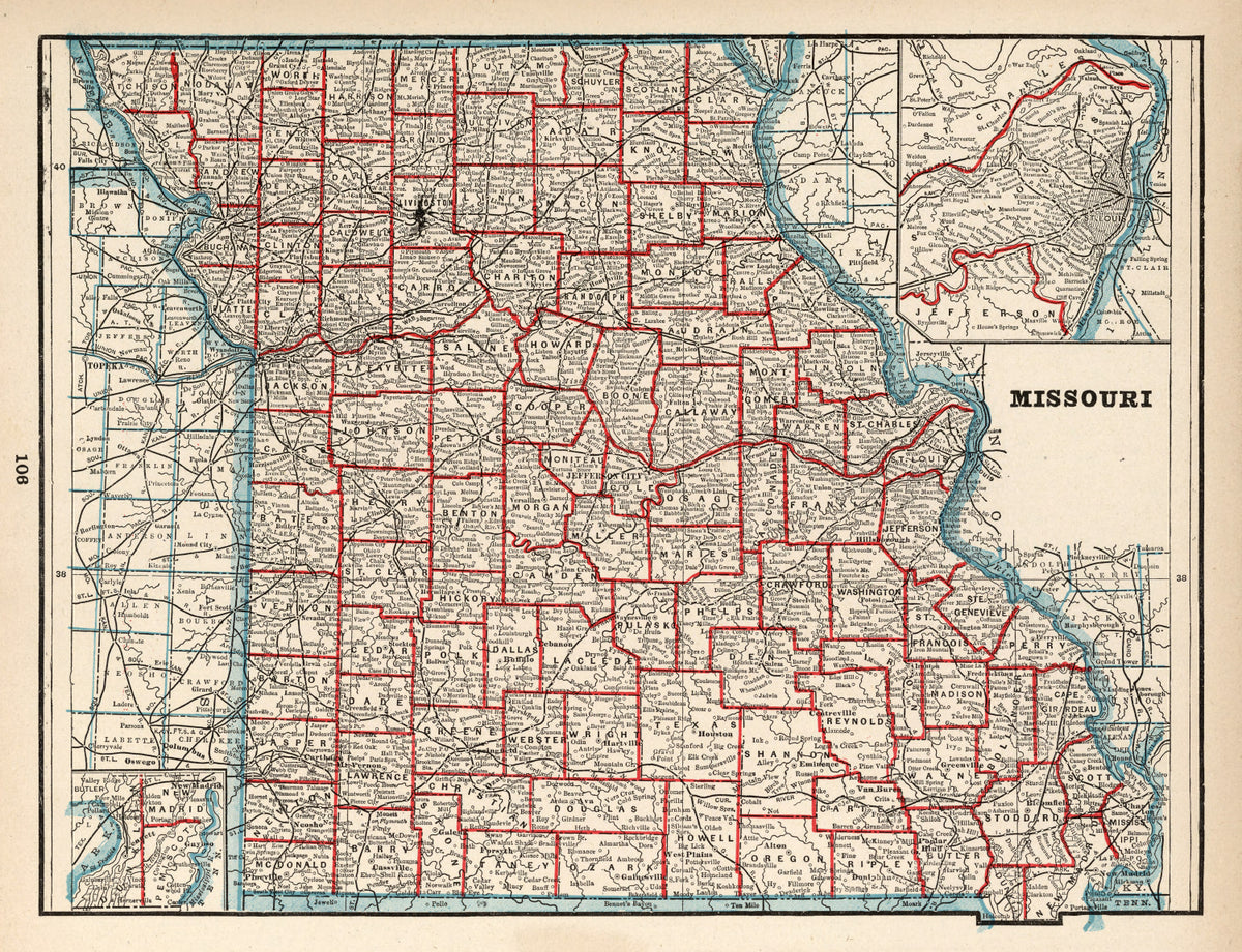 Preview of Vintage Map of Missouri 1893