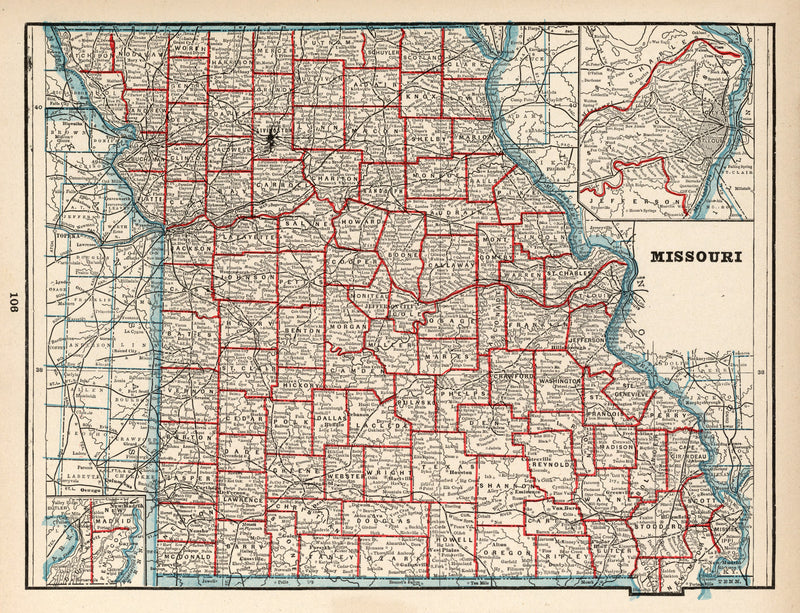 Size comparison using Vintage Map of Missouri 1893