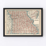 Missouri Vintage Map 1893