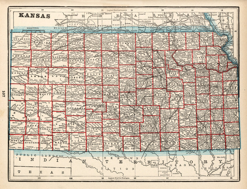 Size comparison using Vintage Map of Kansas 1893