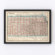 Kansas Vintage Map 1893