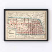Nebraska Vintage Map 1893