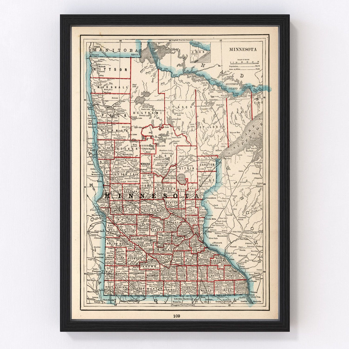 Minnesota Vintage Map 1893