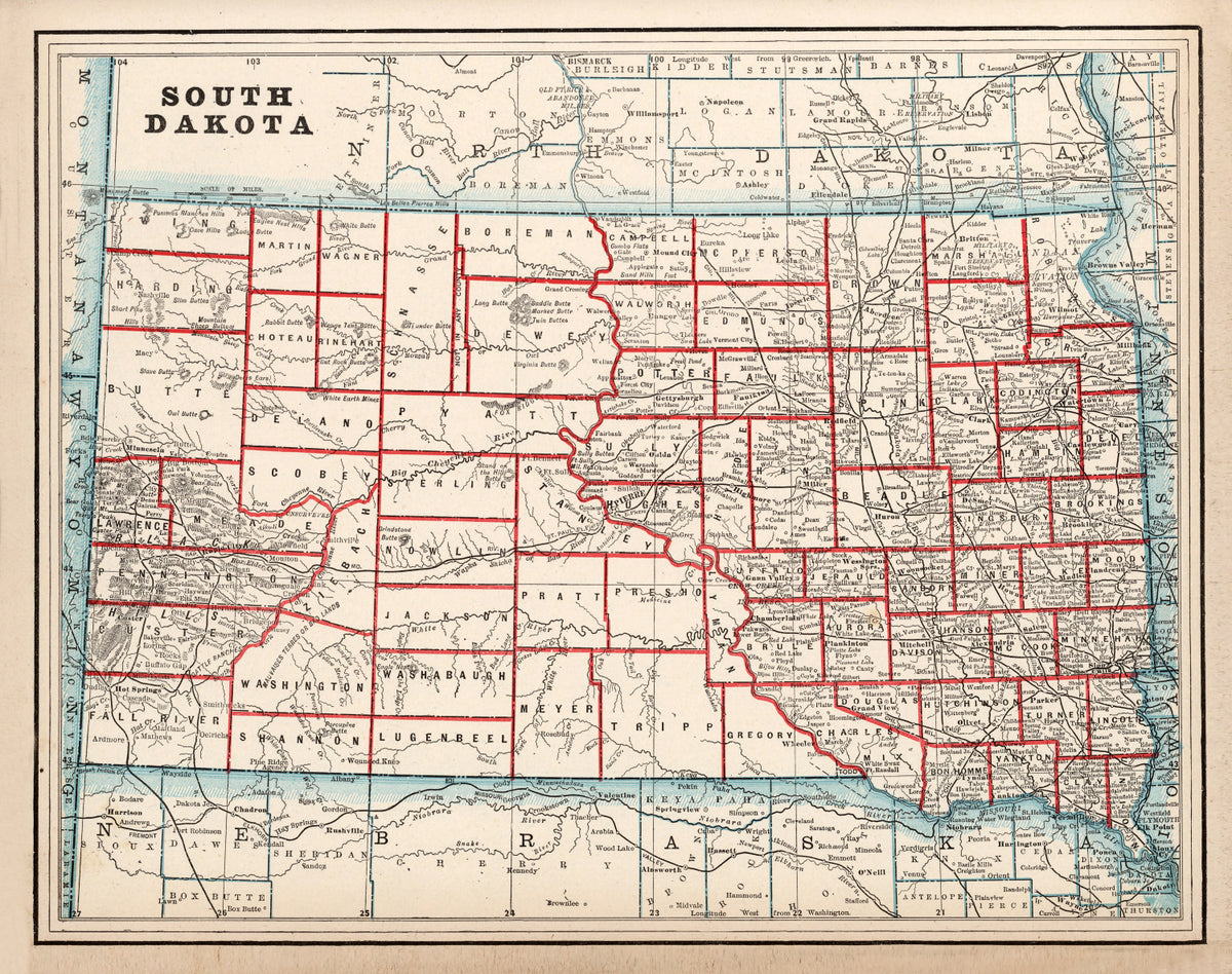 Preview of Vintage Map of South Dakota 1893