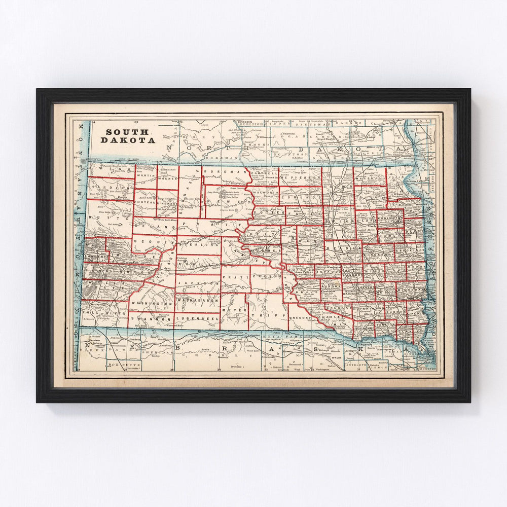 South Dakota Vintage Map 1893