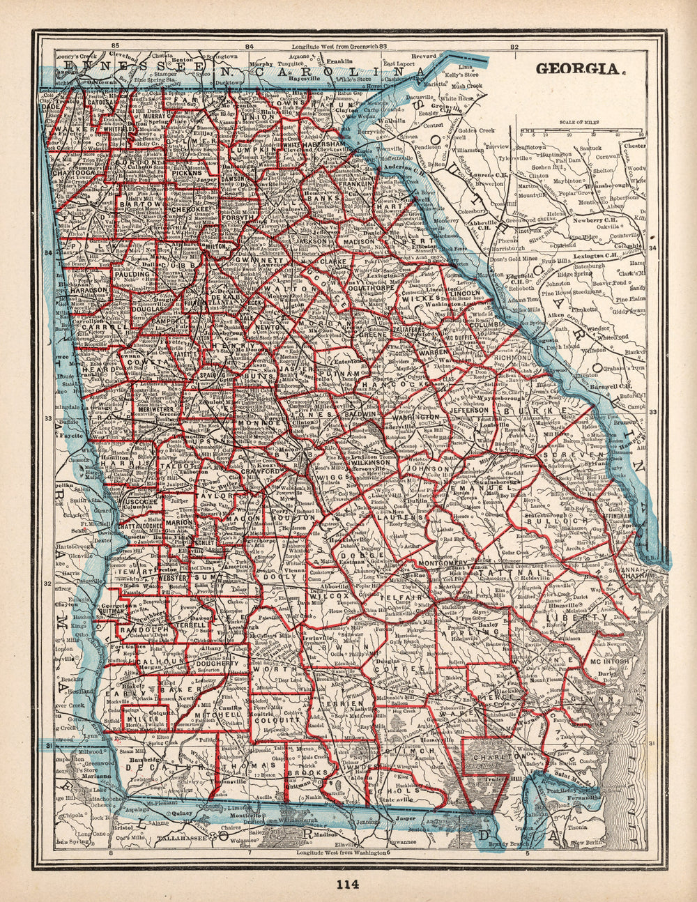 Vintage Map of Georgia 1893 print style example