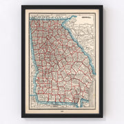 Georgia Vintage Map 1893