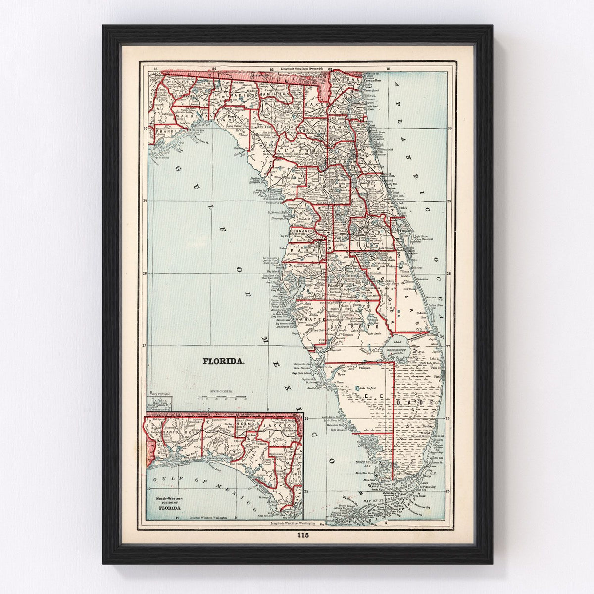 Florida Vintage Map 1893