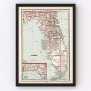 Florida Vintage Map 1893