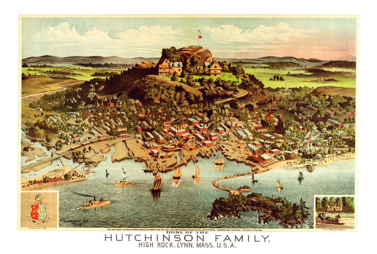 Preview of Vintage Map of Hutchinson Family Home (High Rock), Massachusetts 1881
