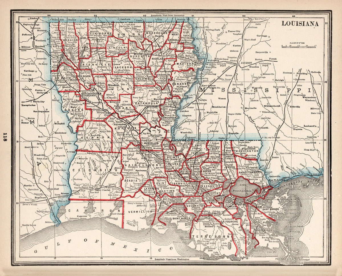 Preview of Vintage Map of Louisiana 1893