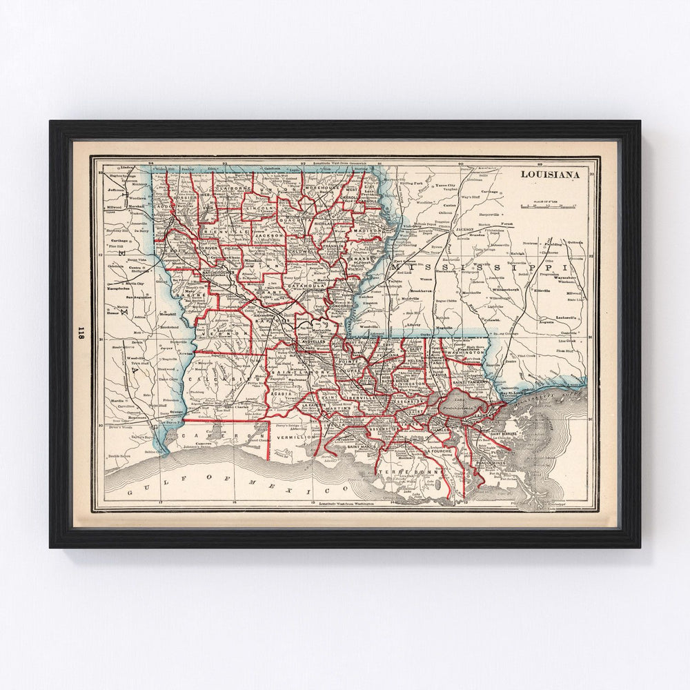 Louisiana Vintage Map 1893