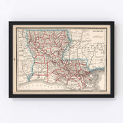 Louisiana Vintage Map 1893