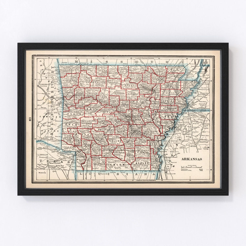 Arkansas Vintage Map 1893
